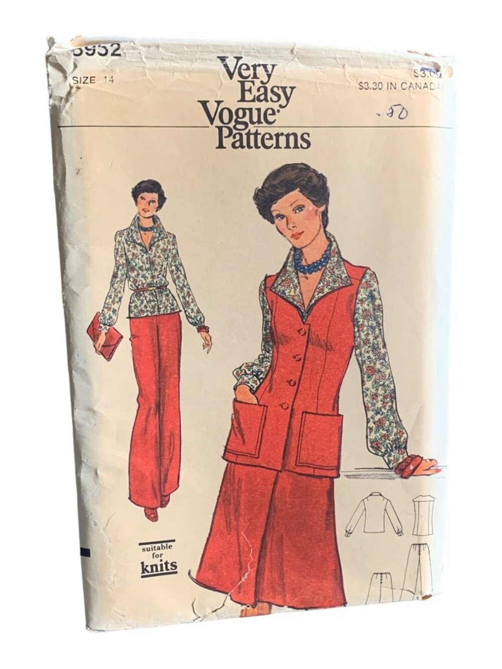 Vogue Pattern 8952 Womens Sewing Pattern Vest Shirt Skirt Pant Size 14 Uncut